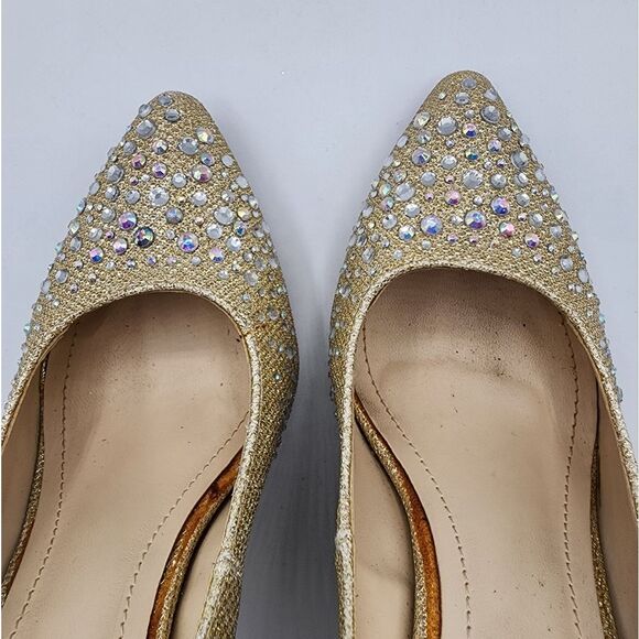 Anne Michelle Gold Rhinestone Heels Size 7 - Picture 5 of 5
